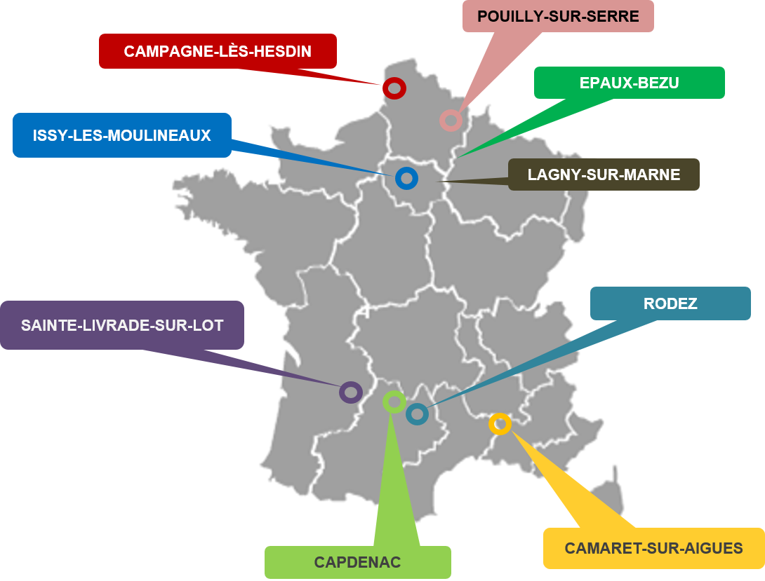 Carte des implantations