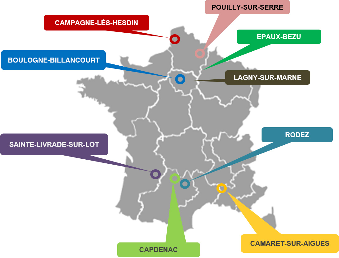 Carte des implantations